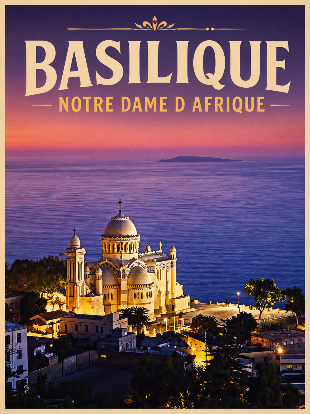 Basilique Notre-Dame d'Afrique – Affiche Vintage