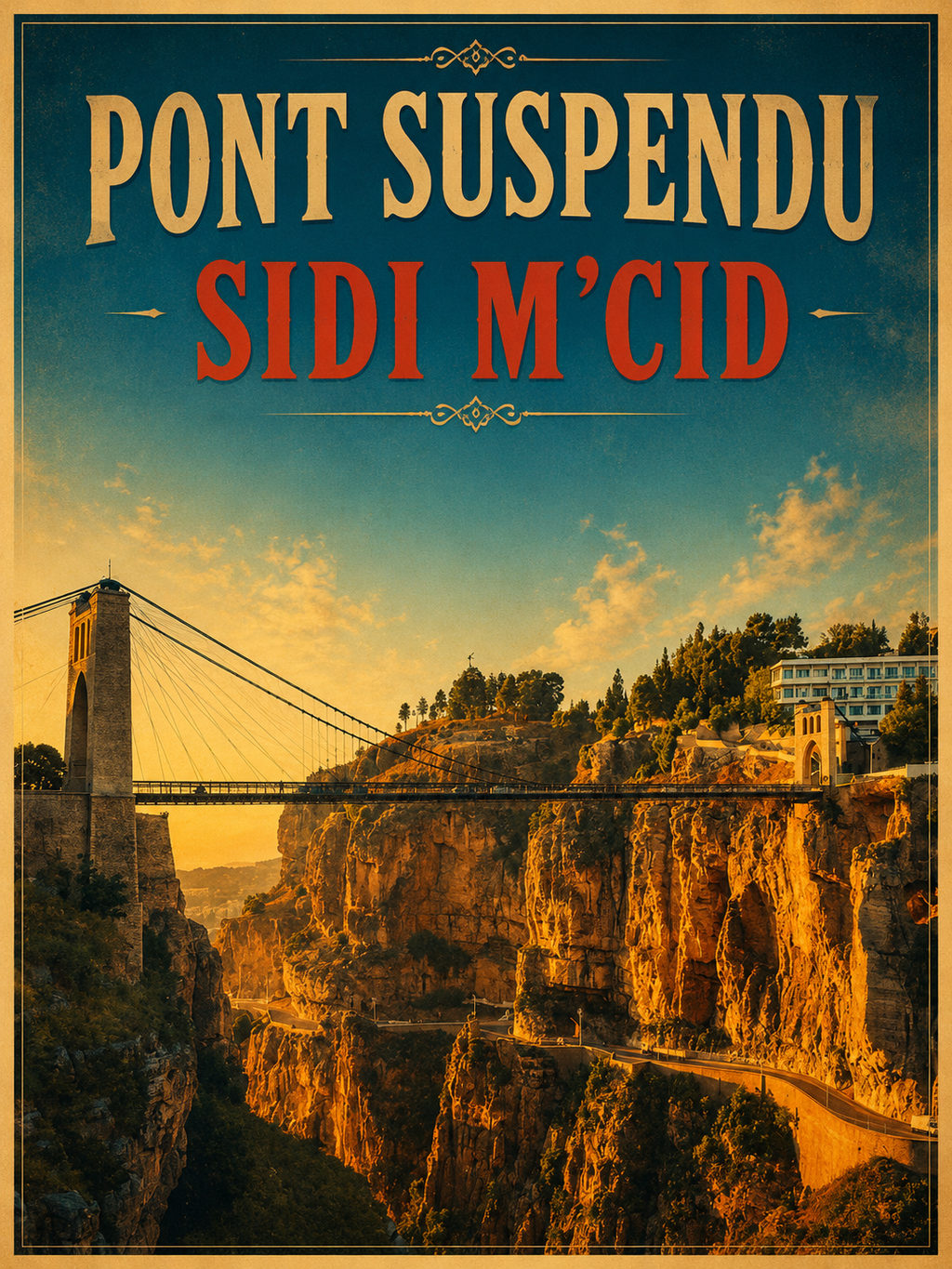 Pont Suspendu Sidi M’Cid – Affiche Vintage